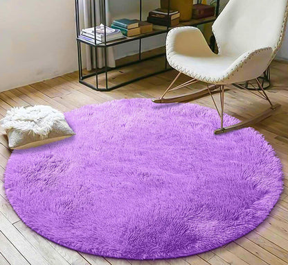 100cm Infinity Round Shag Rug Purple