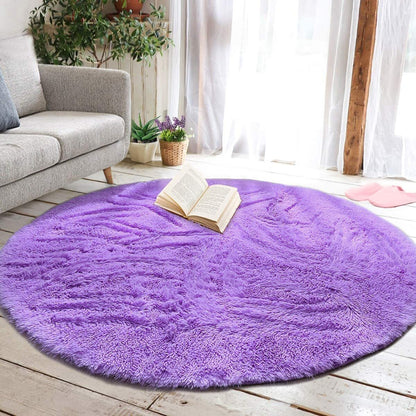 100cm Infinity Round Shag Rug Purple