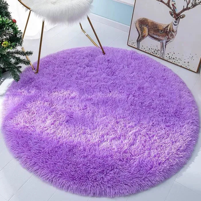 100cm Infinity Round Shag Rug Purple