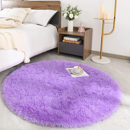 100cm Infinity Round Shag Rug Purple