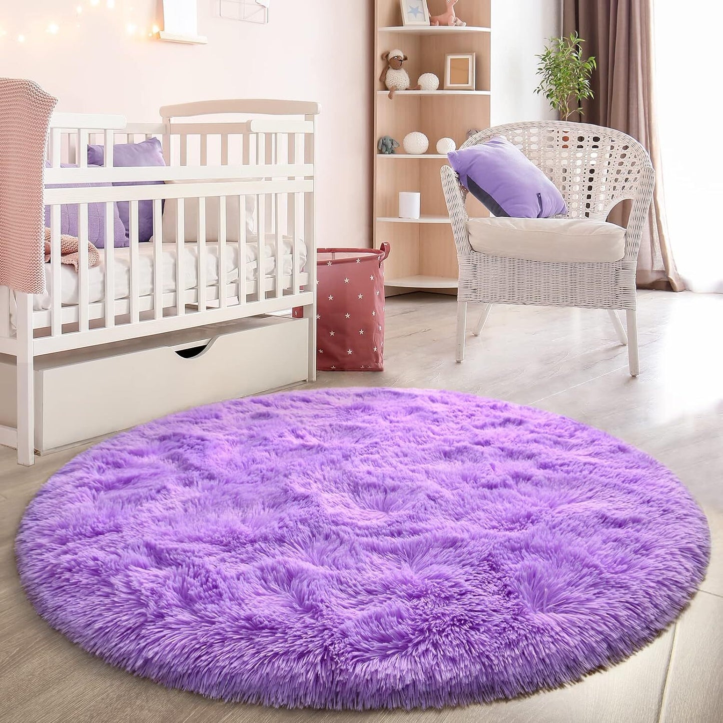 100cm Infinity Round Shag Rug Purple