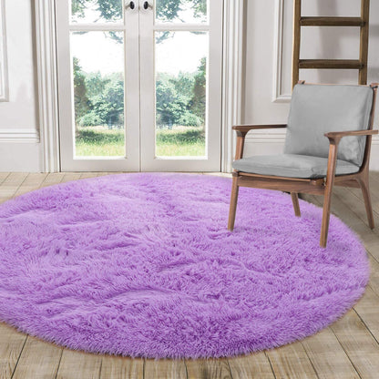 100cm Infinity Round Shag Rug Purple