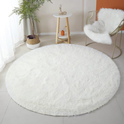 100cm Infinity Round Shag Rug Cream White