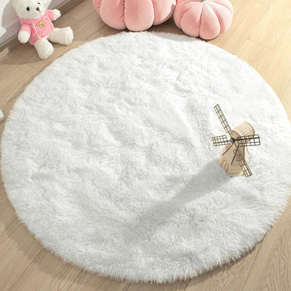 100cm Infinity Round Shag Rug Cream White