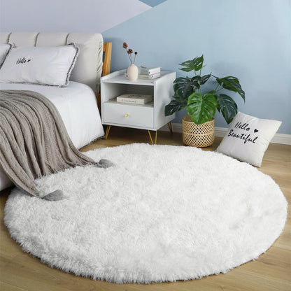 100cm Infinity Round Shag Rug Cream White