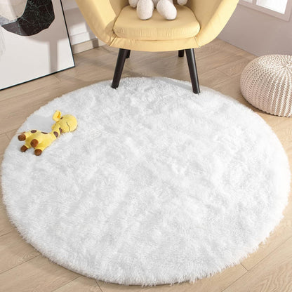 100cm Infinity Round Shag Rug Cream White