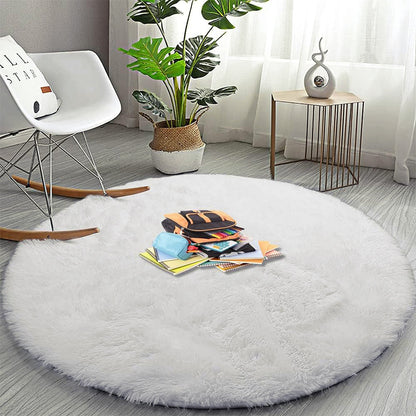 100cm Infinity Round Shag Rug Cream White