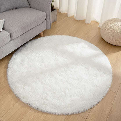 100cm Infinity Round Shag Rug Cream White