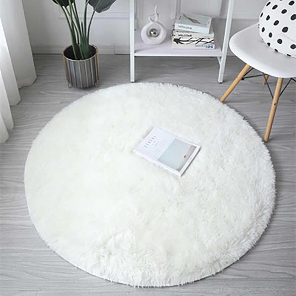 100cm Infinity Round Shag Rug Cream White