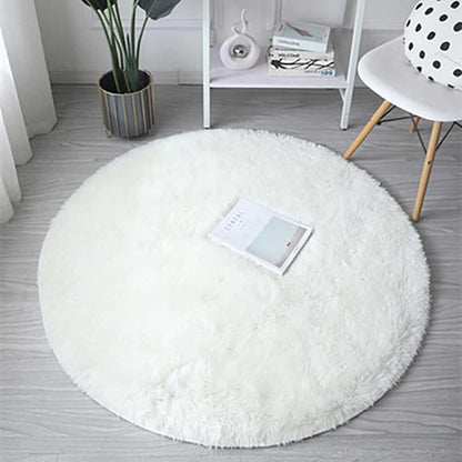 100cm Infinity Round Shag Rug Cream White