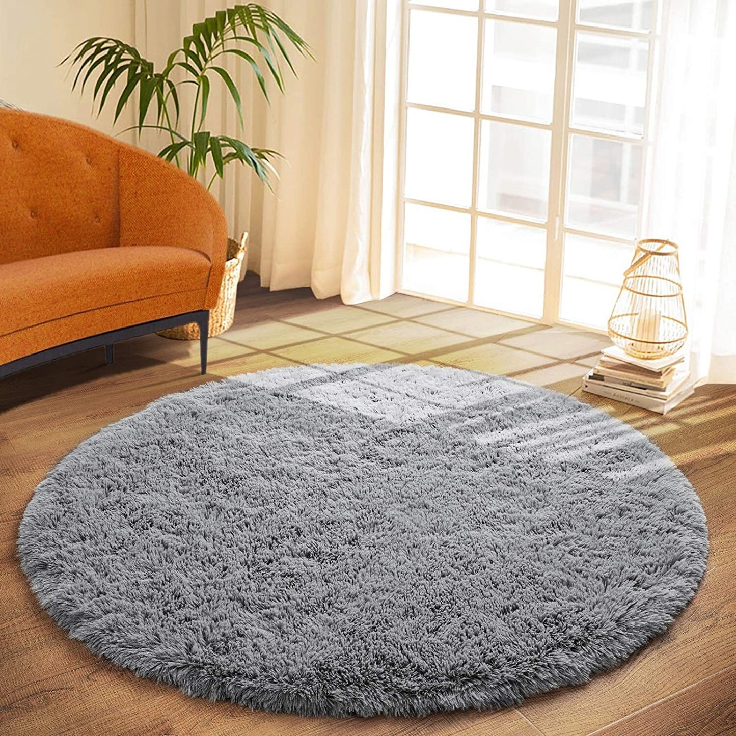 100cm Infinity Round Shag Rug Grey