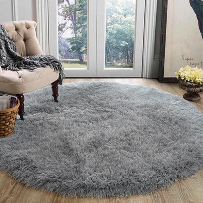 100cm Infinity Round Shag Rug Grey