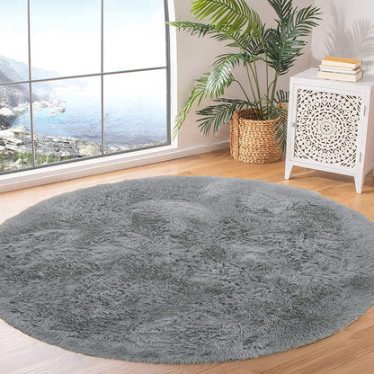 100cm Infinity Round Shag Rug Grey