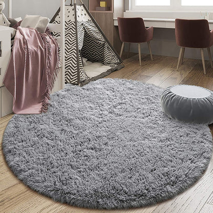 100cm Infinity Round Shag Rug Grey