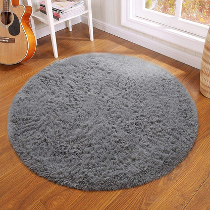 100cm Infinity Round Shag Rug Grey