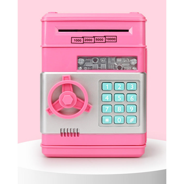 Secure Digital Kids ATM Piggy Bank Safe Money Saving Box with Electronic Lock Pink