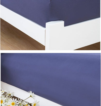 Queen Size Fitted Sheet Soft and Comfortable Bedding Indigo