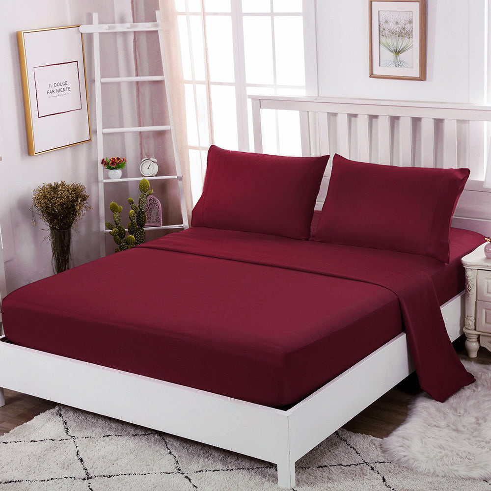 Queen Size Fitted Sheet Soft and Comfortable Bedding Maroon