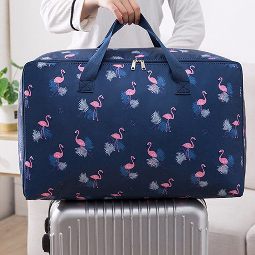 XL Jumbo 100L Zipped Storage Luggage Bag Flamingo