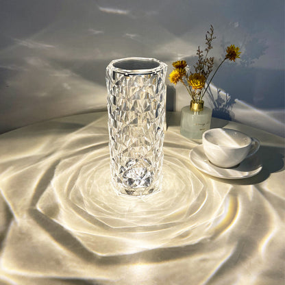 Rose Diamond Crystal LED Touch Sensor Night Light for Bedroom Decor