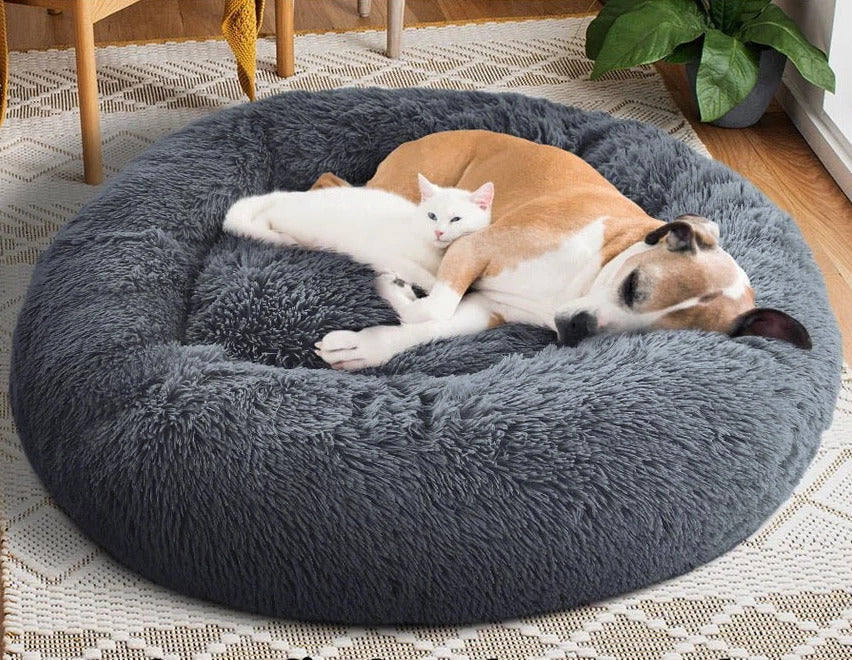 70cm Cozy Plush Soft Fluffy Pet Bed for Dogs and Cats Dark Grey