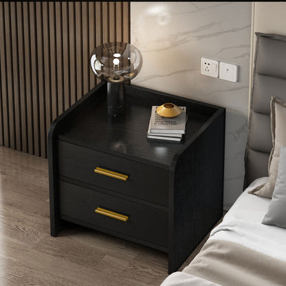 Stylish 2-Drawer Bedside Table Nightstand Black