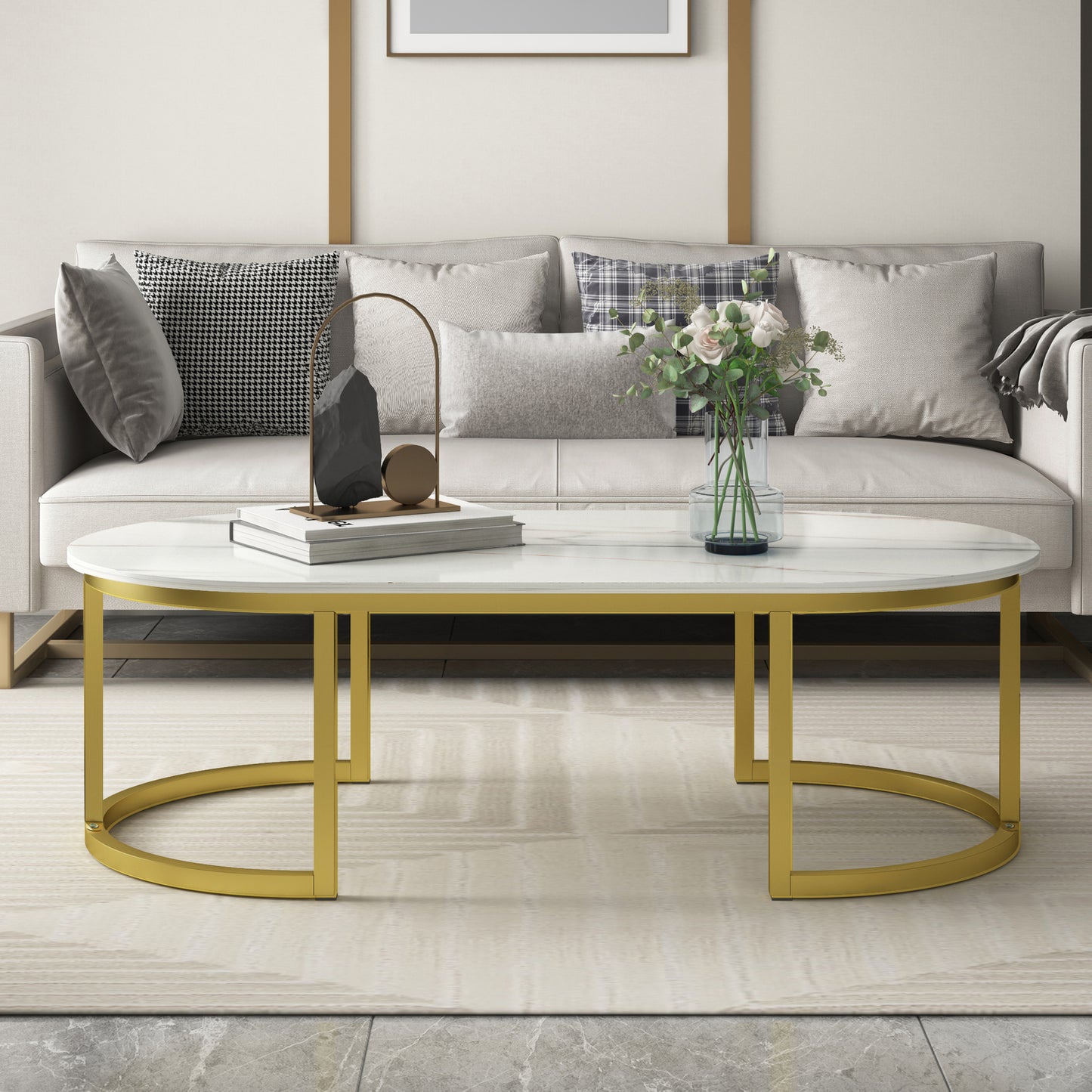 Luxor Designer Marble Look Coffee Table White