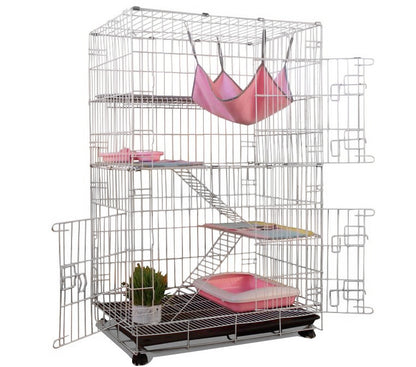 Large 4 Tier Pet Cat Bird Cage Pet Home Exercise Crate Playpen White