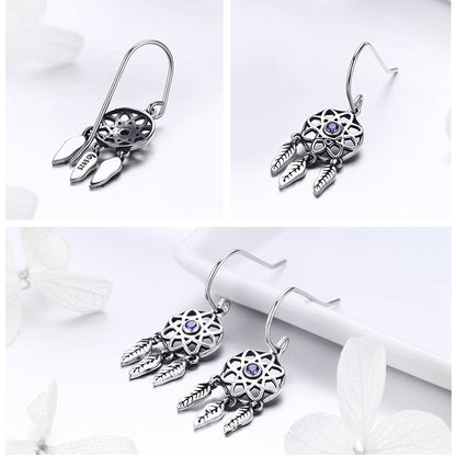 Sterling Silver Dream Catcher Dangle Earrings for Women Boho Jewelry