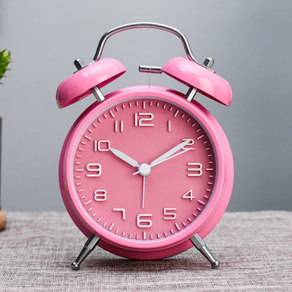 Charming Twin Bell Alarm Clock for Kids and Teens Pink