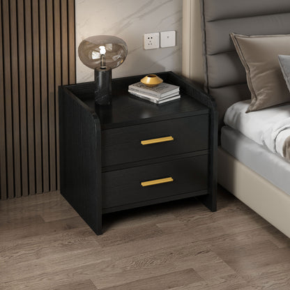 Stylish 2-Drawer Bedside Table Nightstand Black