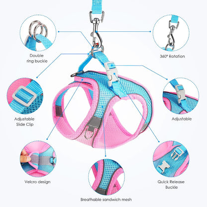 Large Dog Harness and Leash Set Pet Vest Lead Pink