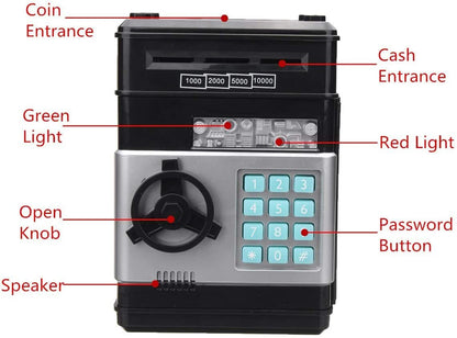 Secure Digital Kids ATM Piggy Bank Safe Money Saving Box with Electronic Lock