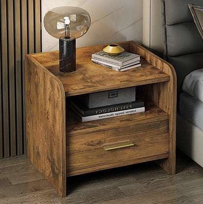 Rustic Wood Nightstand with Drawer for Serene Bedroom Decor