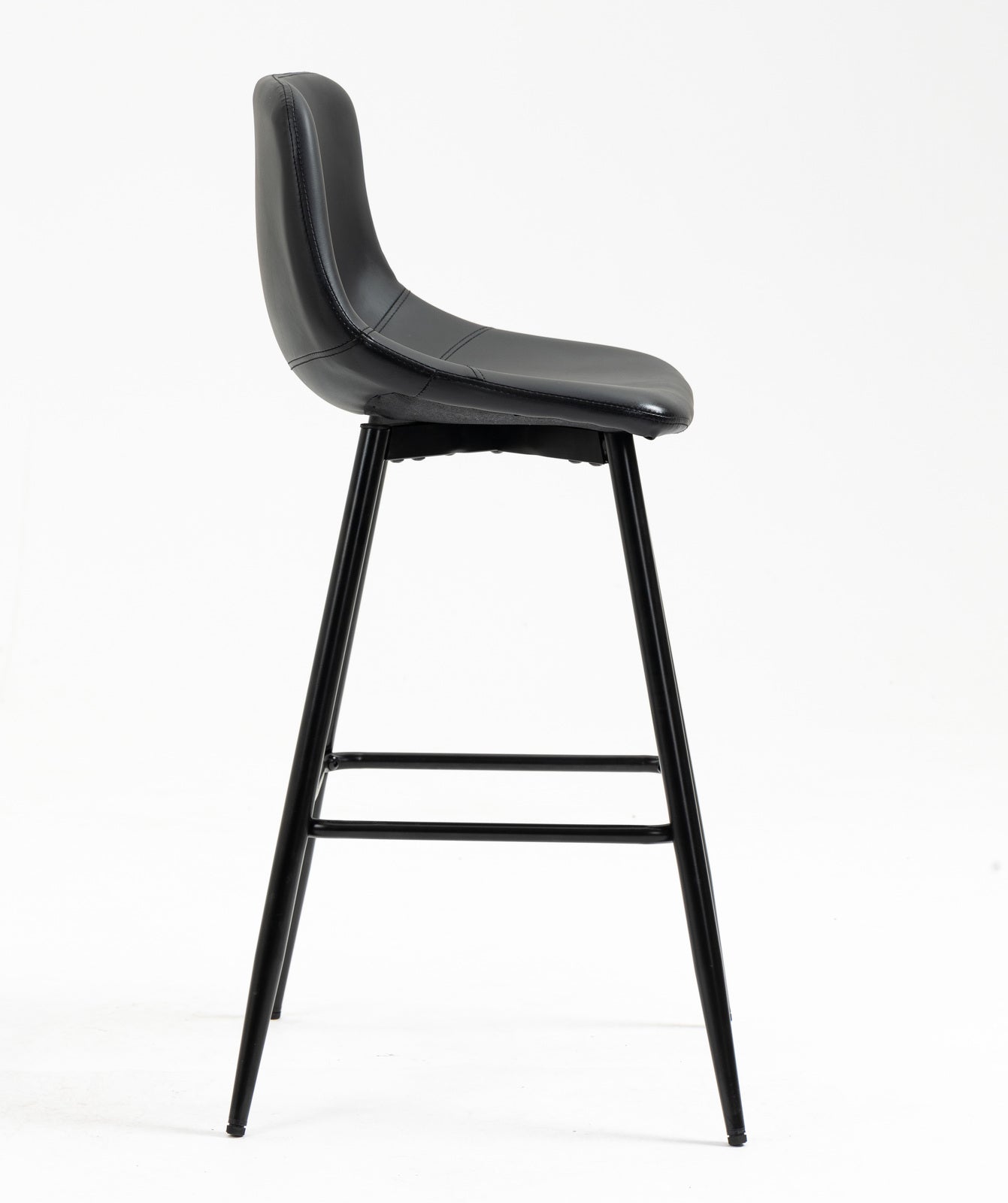 Set of 2 Modern Faux Leather Bar Stools Black