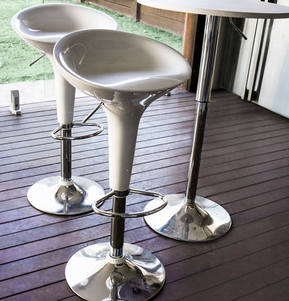 Set of 2 High Gloss Designer Bar Stools Modern White