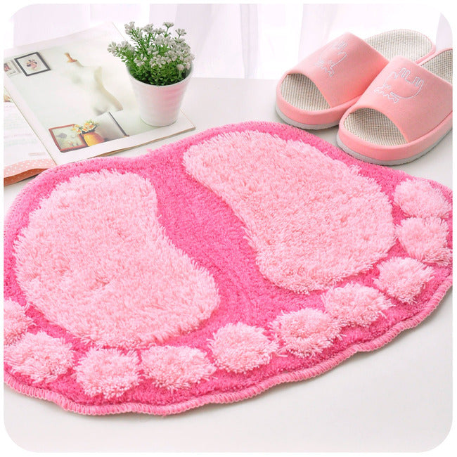 Soft Footprint Bathroom Bedroom Doormat Rug Mat Blue