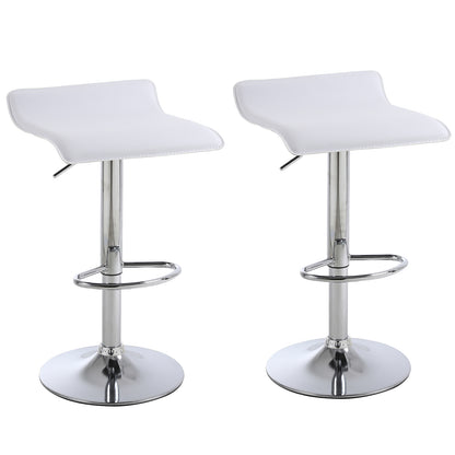 Set of 2 Modern PU Leather Kitchen Bar Stools White