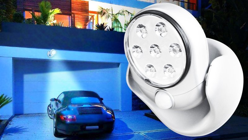 Motion Activated 360 Rotating 7 LED Wireless Sensor Light for Home Security