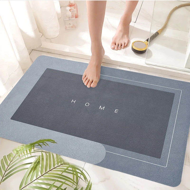 50 x 80 Super Absorbent Non-Slip Bath Door Mat Blue Grey