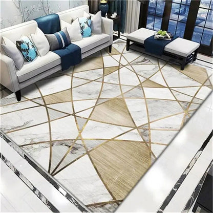 XL Extra Large 300 x 200 Luxury Plush Comfort Gold Marble Rug Carpet Mat