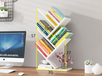 Desktop Organizer 5 Shelving Bookshelf Display Cabinet Bookcase White