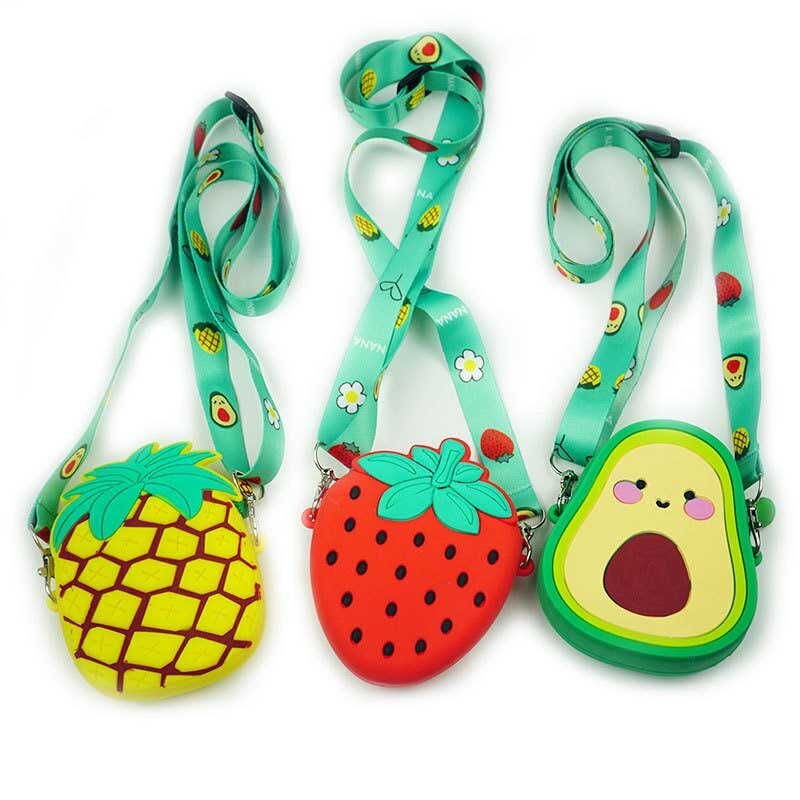 Cute Pineapple Silicone Crossbody Bag for Girls