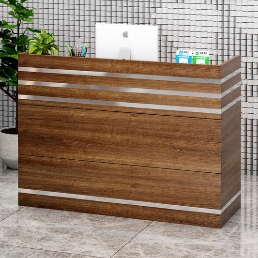 Reception Desk Counter with Shelves Walnut Office Furniture