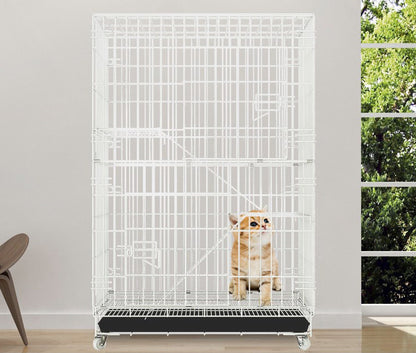 Large 4 Tier Pet Cat Bird Cage Pet Home Exercise Crate Playpen White