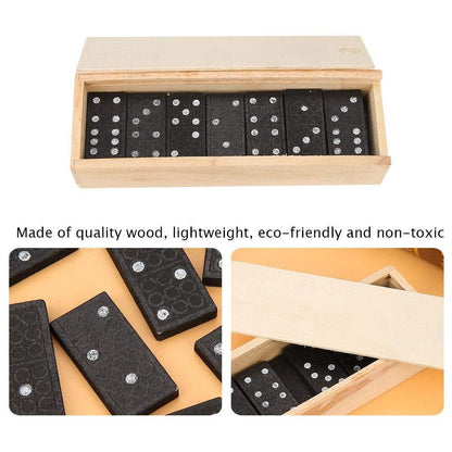 Classic Dominoes in Wooden Box Game Set for Family Fun