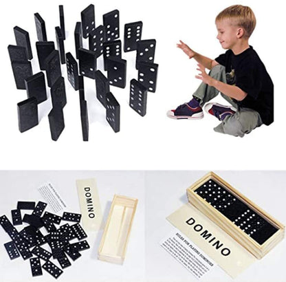 Classic Dominoes in Wooden Box Game Set for Family Fun