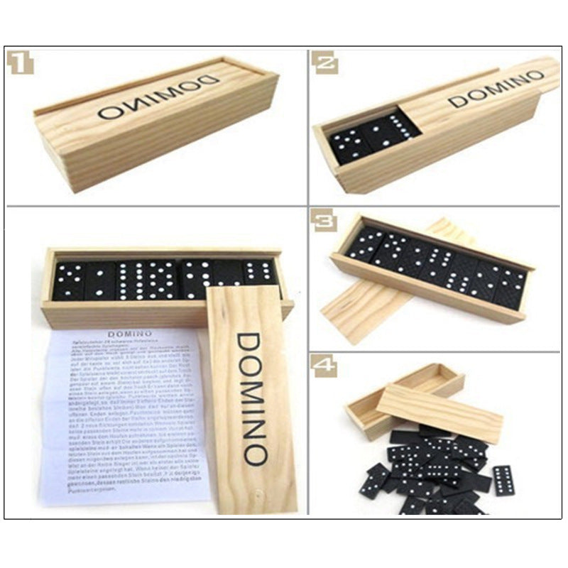 Classic Dominoes in Wooden Box Game Set for Family Fun