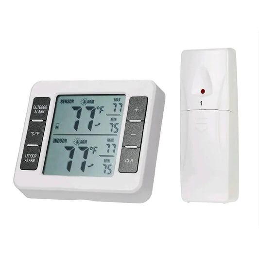 Wireless Digital Refrigerator Freezer Thermometer with Remote Sensor and Alarm