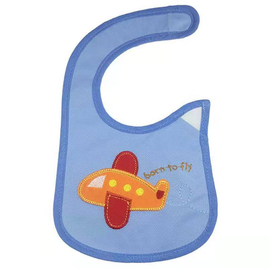 Adorable Airplane Baby Bib Premium Cotton Blue